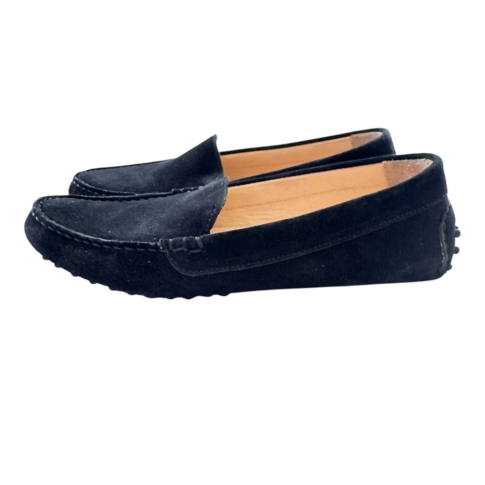 M Gemi Italy Women's Felize Moccasin Slip On Loafer Size 37.5 7 Black Suede Shoe - Picture 2 of 7